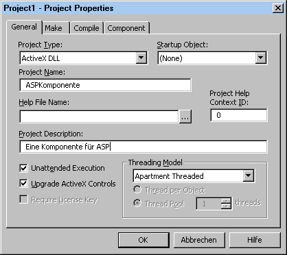 VB-Dialog f&uuml;r Projekt-Eigenschaften